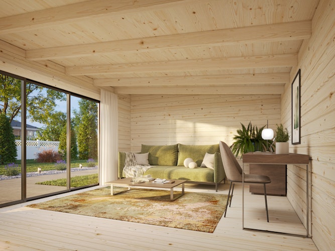 Palmako Gartenhaus Lea 19,4 m² Slide Plus mit Isolierglas-Schiebetür - 44 mm