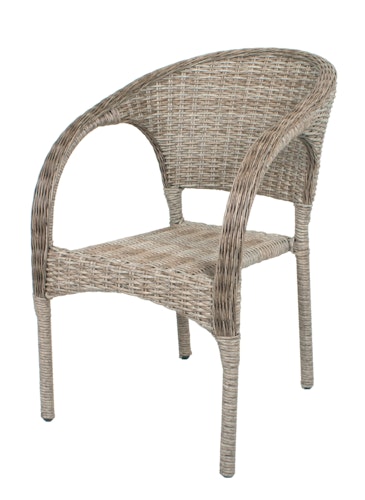 Garden Pleasure Gartenmöbel Set BASTIA, Tisch Ø 100 + 4 Stühle, Polyrattan Ingwerbraun / Polywood / Kissen 100 % Polyester Anthrazit