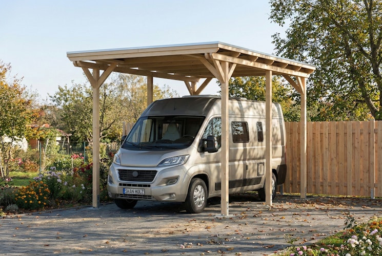 Skan Holz Emsland - Flachdach Caravan-Carport aus Leimholz Breite 402 cm