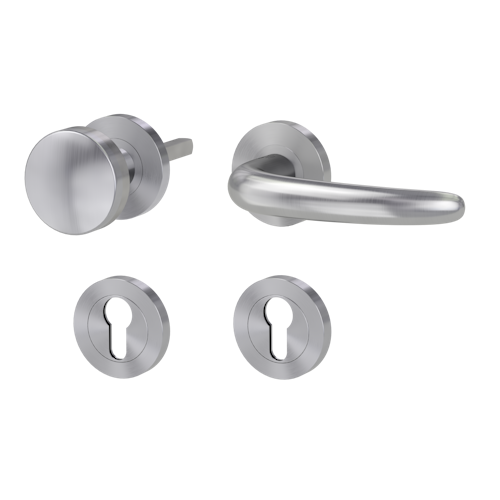 GRIFFWERK Wechselgarnitur ULMER GRIFF PROF Schraubtechnik FS Rosetten rund Knopf R2 Edelstahl matt R