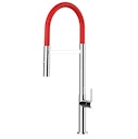 Vorschaubild Minimalistischer Wasserhahn Küchenarmatur, TECNO, mit 360° schwenkbarem Auslauf, abnehmbare 2 strahl Handbrause, Verchromt / Rot