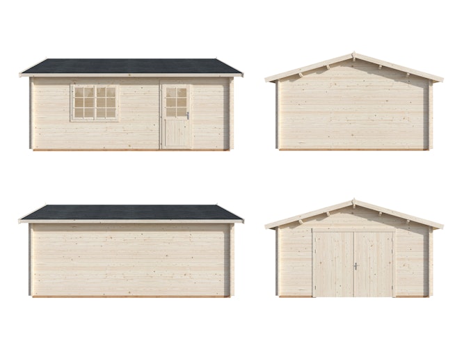 Palmako Garage Roger 23,9 m² - 44 mm - mit Holztor