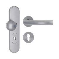 Griffwerk Kombi-Schutzbeschlag TITANO SB_882 mit Griff LORITA PROF 72mm Zylinderabdeckung Tür 38-50mm R LORITA PROF Edelstahl matt