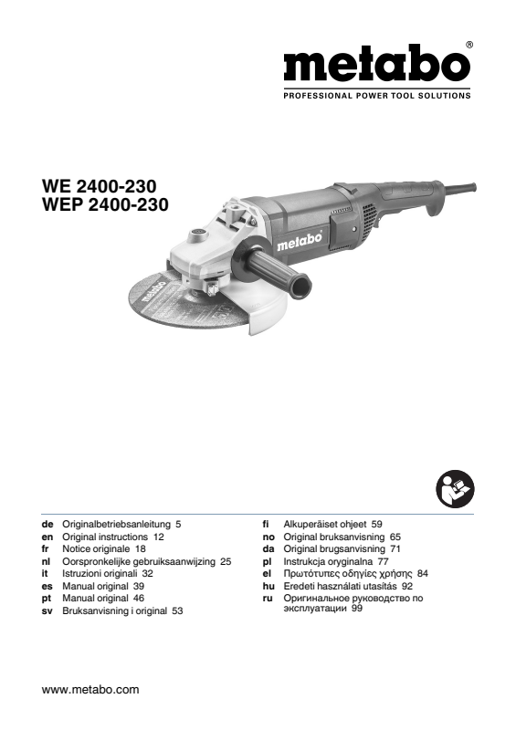Bedienungsanleitung fÃ¼r Metabo Winkelschleifer WE 2400 - 230