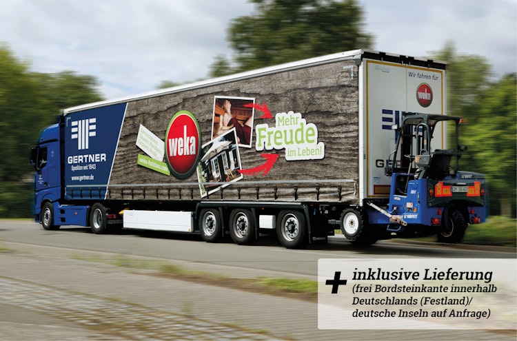 Weka Premium Massivholzsauna Cubilis 1 mit Glastür+Fenster 45 mm inkl. Montageservice