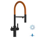 Vorschaubild 4 Wege Wasserhahn Küchenarmatur, FC, mit 360° schwenkbarem Auslauf, abnehmbare 2 strahl Handbrause, Schwarz Matt / Orange