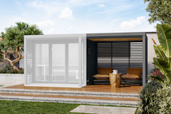 Karibu Anbaudach inkl. Lamellenwänden für Gartensaunen Ares 1/2/3Zubehörbild