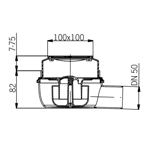 ACO Easyflow Ablauf Flatline Komplettset - waagerechter Ablauf - DN 50