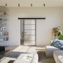 Vorschaubild Flexo aufklebbarer Alusteg für Lofttüren schwarz 1000 x 20 x 3 mm paarweise, inkl. Klebeband