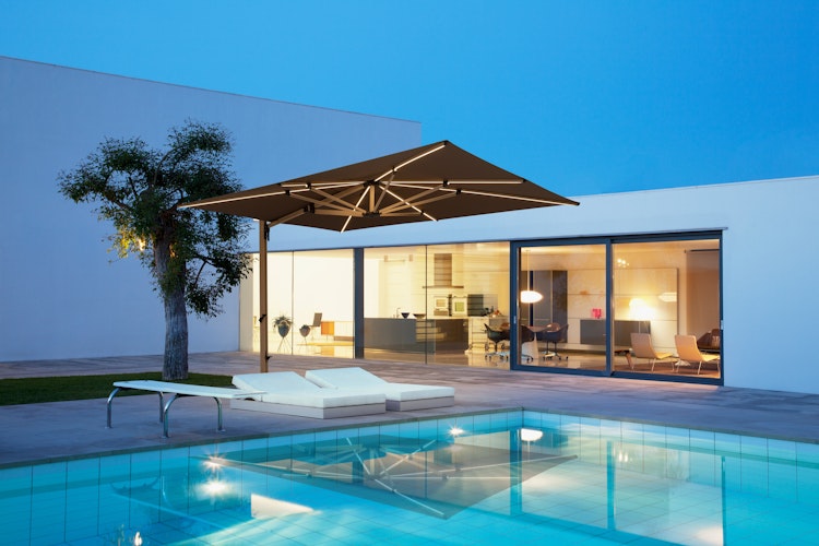 doppler Pendelschirm ALU WOOD 400 x 300 LED, Aluminium Esche-Optik / 100 % Polyester 180 g/m²