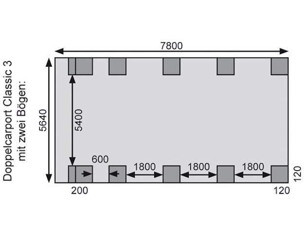 Karibu Carport Doppelcarport Classic Doppel 3 - kesseldruckimprägniert