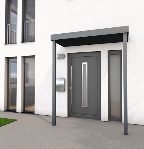 Gutta Rechteckvordach BS Plus 200 Sondermaß mit Pfosten (neues Modell)