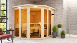 Karibu Sauna Ainur 3 Superior mit Eckeinstieg 68 mm inkl. gratis Saunaofen im Wert von 599,99 €