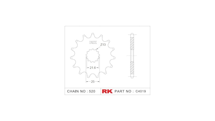 RK 4019 Antriebsritzel (14 Zähne, gummiert)