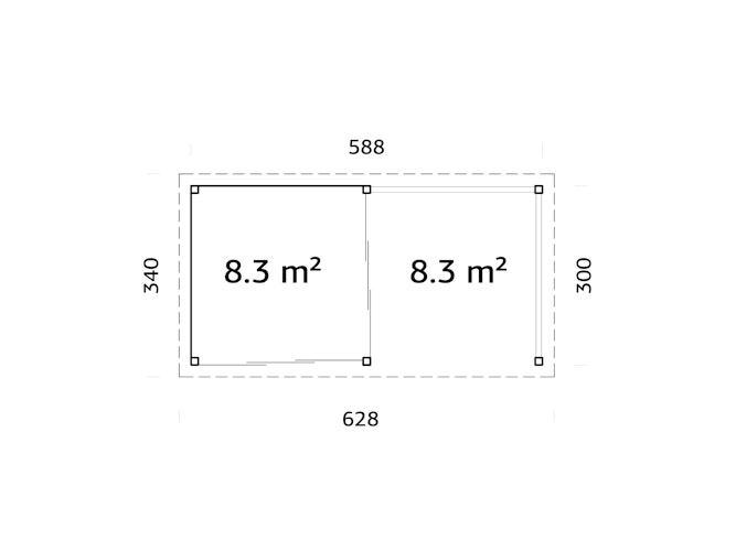 Palmako Gartenhaus Connect Lenna 16,6 m² Set 703 Slide Plus mit Isolierglas-Schiebetüren - 28 mm