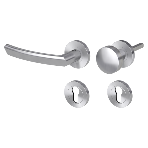 Griffwerk Jette JETTE CRYSTAL Schraubtechnik -Edelstahl matt Rosettengarnitur -Schraubt. -Knopf R2 -WL -TS 40-45mm