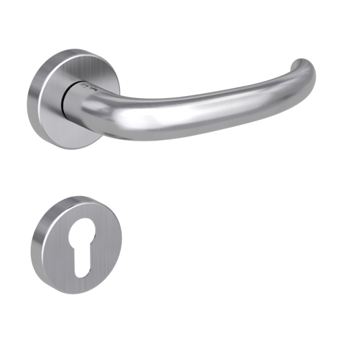 Griffwerk ULMER GRIFF Klipptechnik | DESIGN MANUFAKTUR FS Edelstahl matt  Rosettengarnitur -Klippt. -PZ Stift 9mm -TS 38-50mm