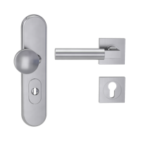 Griffwerk Kombi-Schutzbeschlag TITANO SB_882 mit Griff METRICO PROF 72mm Zylinderabdeckung Tür 38-50mm L METRICO PROF eckig Edelstahl matt