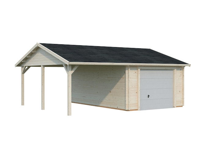 Palmako Garage Roger 19,0 + 16,2 m² - 44 mm - mit Sektionaltor