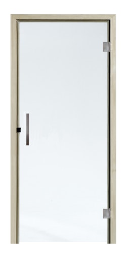 Infraworld Saunatür gewerblich mit Holzrahmen und Türgriff - 8 mm ESG (ohne Schwelle)