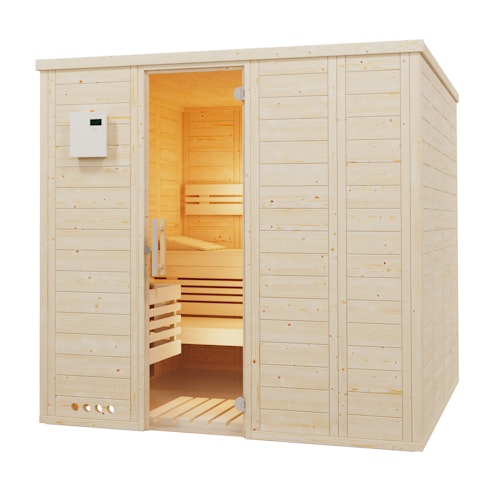 Infraworld Sauna Urban - 40 mm Massivholzsauna inkl. 5-teiligem gratis Zubehörset
