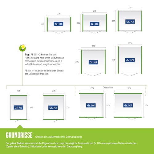 Biohort Gerätehaus HighLine mit Doppeltür