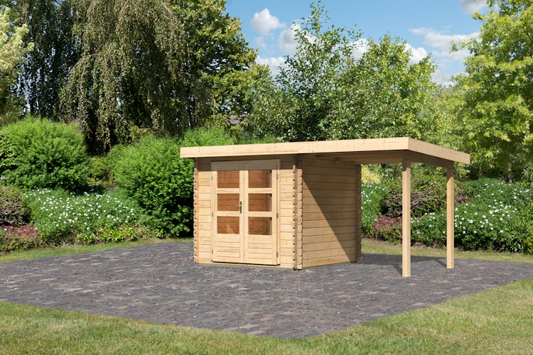 Karibu Woodfeeling Gartenhaus Bastrup 2 naturbelassen - 28 mm