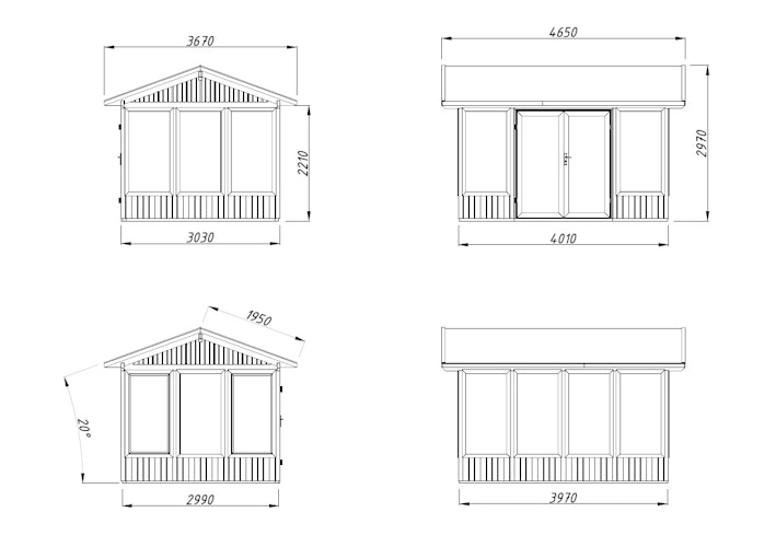 Palmako Pavillon Isabella 10,9 m² - 90 mm