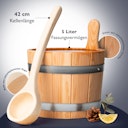 Vorschaubild Liebenstein 7-teiliges Premium-Komplettset – Lärchenholz Saunaeimer mit Kelle, 3 x Sauna-Aufguss, Sanduhr & Hygro-/Thermometer