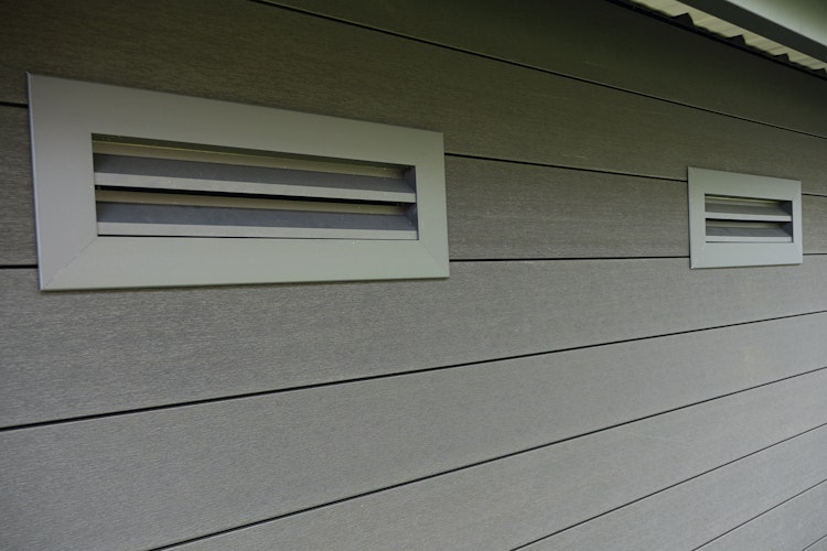 Wolff Finnhaus WPC Gartenhaus Style D / Terra 3030 Anthrazit/Hellgrau - 28 mm 