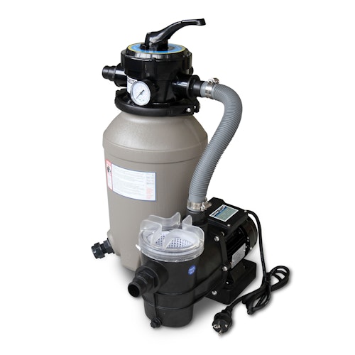 Karibu Sandfilteranlage klein inkl. Schläuche, Quarzsand 25 Kilo (4,5 m³/h, 230 V)