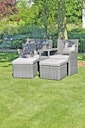 Vorschaubild Garden Pleasure Doppelsessel-Set CALGARY, Polyrattan Graubraun / Kissen 100 % Polyester Grau