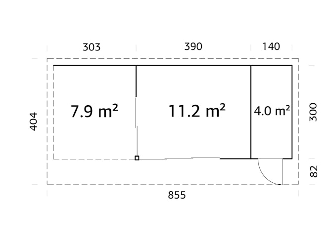 Palmako Gartenhaus Andrea 15,2 + 7,9 m² Slide - 44 mm