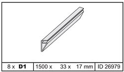 Karibu Ersatz Einhängeprofile für Pools 1500x33x17mm ID26979