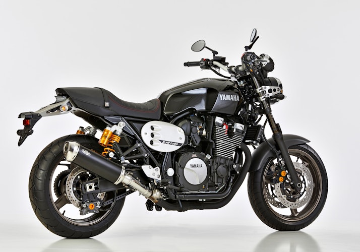 SHARK SLIP-ON Aluminium eloxiert/Endkappe Edelstahl poliert schwarz DSX-5 für YAMAHA XJR1300 EURO3  