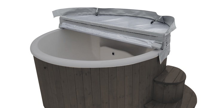 Wolff Finnhaus Badebottich Hot Tub Ø 200 cm Thermoholz mit Außenofen & GFK-Wanne
