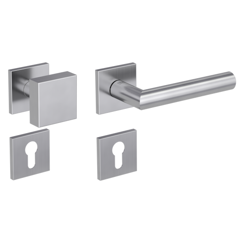 Griffwerk Wechselgarnitur VAYA 128 LUCIA fast2fix Fast2Fix GK3 Rosetten eckig Profilzylinder Edelstahl matt