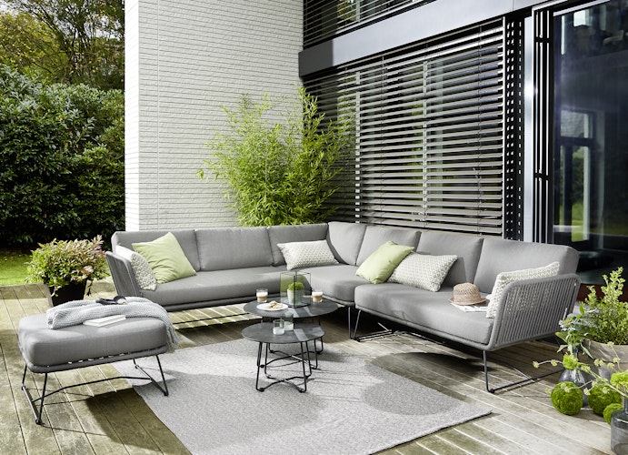 Diamond Garden 2er Loungesofa MILOS links, Edelstahl Dunkelgrau / Rope / Sunproof (100 % Polypropylen)