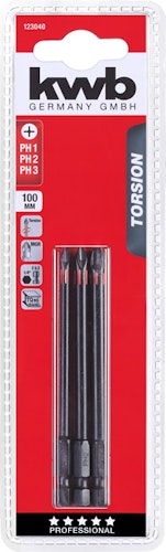 kwb 3 Bits 100mm PH Set Torsion SB 123040