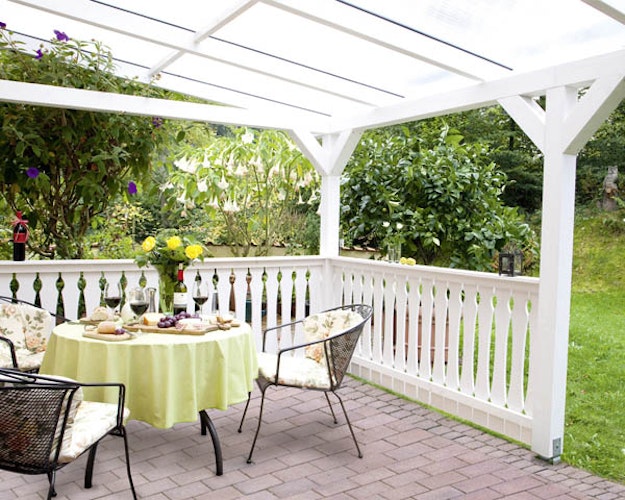 Skan Holz Sanremo aus Leimholz ohne Mittelpfosten Breite 541 cm freistehende Terrassenüberdachung