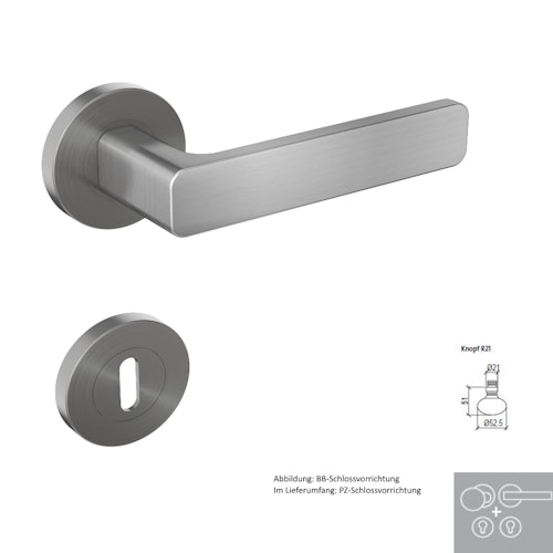 Griffwerk Wechselgarnitur SIEGER DESIGN MINIMAL MODERN K4-Edelstahl matt