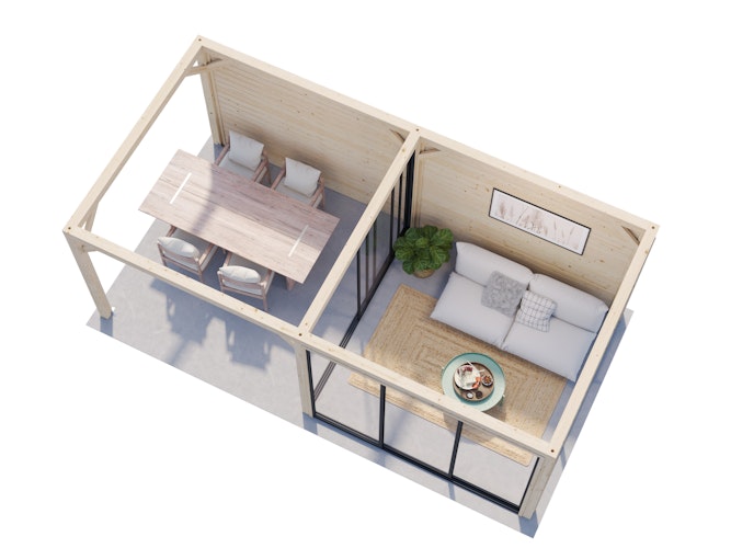 Palmako Pavillon Bianca 16,6 m² Set 506 Slide Plus mit Isolierglas-Schiebetüren