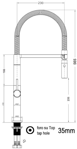 Minimalistischer Wasserhahn Küchenarmatur, TECNO, mit 360° schwenkbarem Auslauf, abnehmbare 2 strahl Handbrause, Verchromt / Weiß