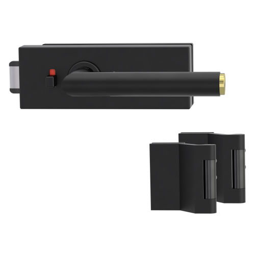 Griffwerk PURISTO S -Graphitschwarz Ganzglastürbeschlagset -3-teiliger Bandsatz -mit Griff LUCIA SELECT -GSC/ME -smart2lock