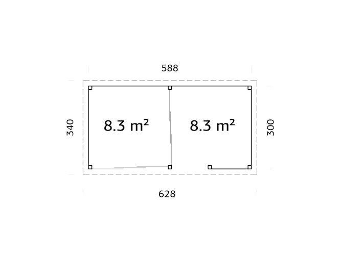Palmako Gartenhaus Connect Lenna 16,6 m² Set 707 Slide Plus mit Isolierglas-Schiebetüren - 28 mm