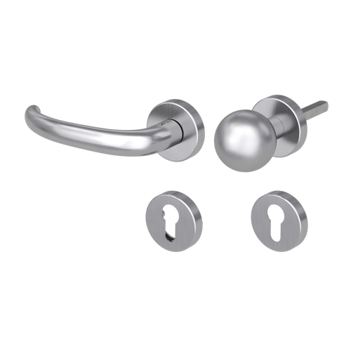 Griffwerk ULMER GRIFF Klipptechnik | DESIGN MANUFAKTUR FS Panik -Edelstahl matt  Rosettengarnitur -Klippt. R4 -WL -Stift 9mm -TS 38-50mm