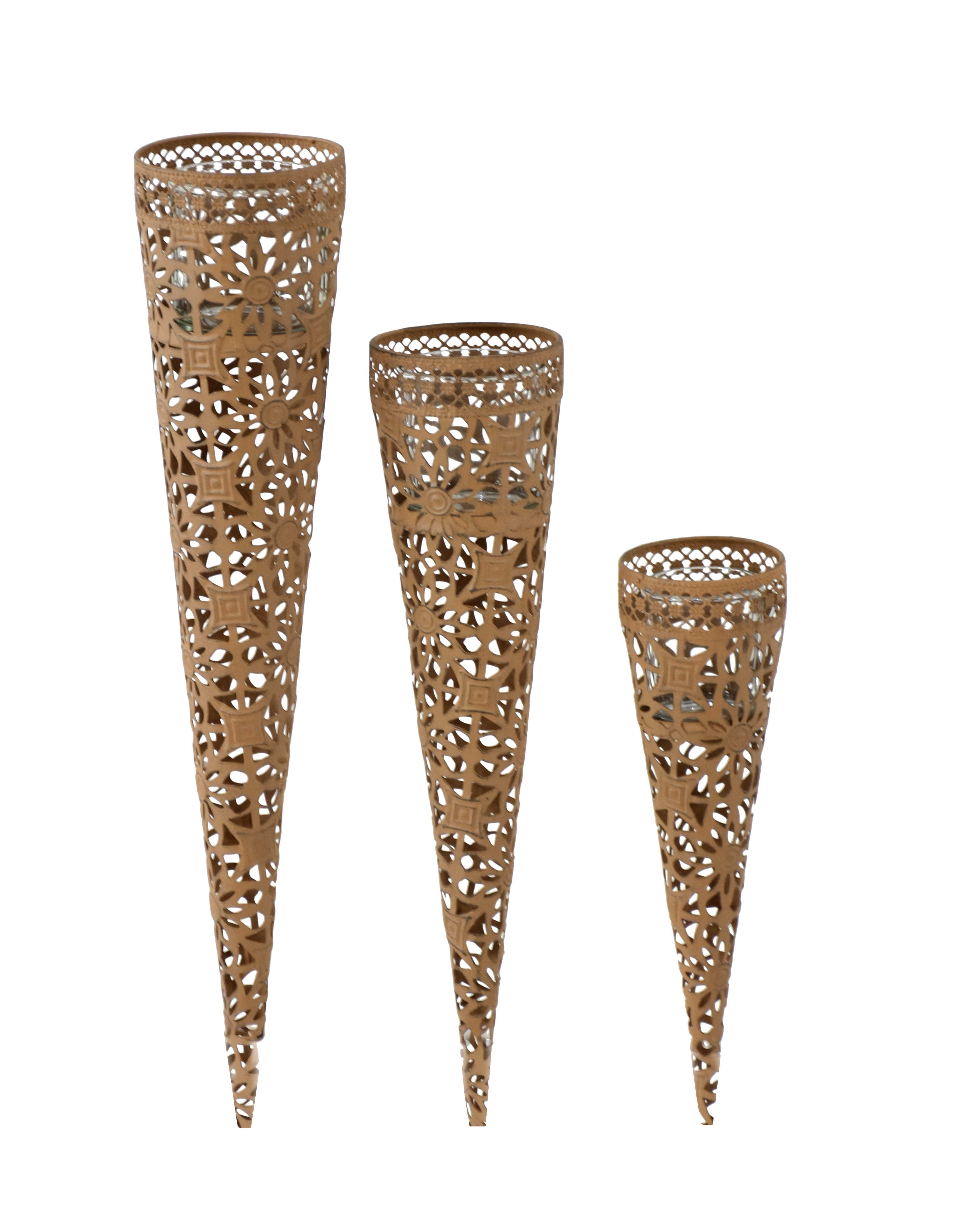 Garden Pleasure Kerzenhalter mit Glaseinsatz, 3er Set, Stahl Rost-Optik