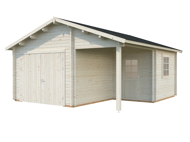 Palmako Garage Roger 21,9+5,2 m² - 44 mm - mit Holztor