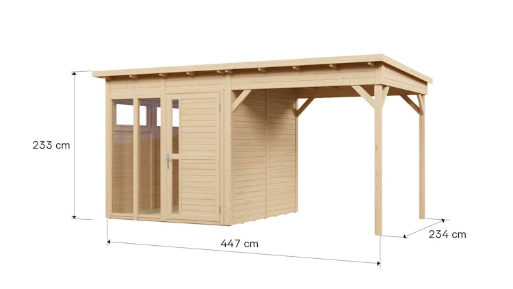 Bertilo Element-Gartenhaus Pentus 2 Office inkl. Lounge-Anbau - 19 mm