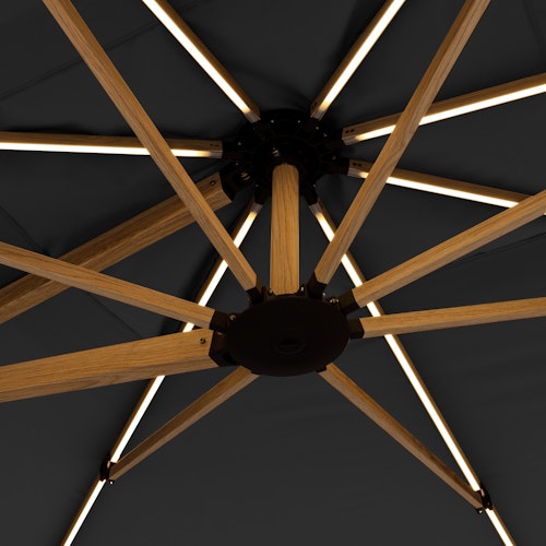 doppler Pendelschirm ALU WOOD 400 x 300 LED, Aluminium Esche-Optik / 100 % Polyester 180 g/m²